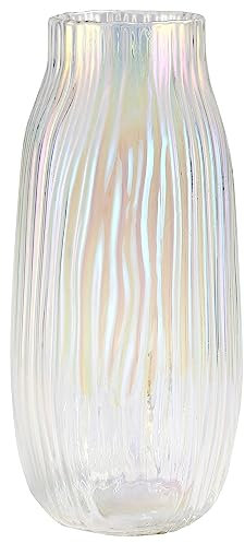 Grand Vase en Verre coloré pour la décoration d'intérieur Grand Vase en Verre doré strié 31CM Vases décoratifs pour Les centres de Table Décoration Florale et Farmhouse(Colored 20CM)