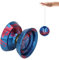 Fabater Professionelles Nicht reagierendes Yoyo, reagierender Metall-Yoyo-Ball für Kinderanfänger, Nicht reagierendes Yoyo für Erwachsene mit Handschuh und 3 Ersatz-Yo-Yos-Schnüren (rot blau)