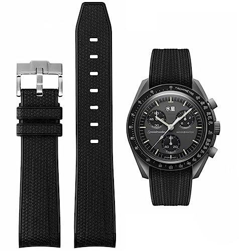 HEYOZURY Uhrenarmbandfür 20mm Omega x Swatch MoonSwatch Rolex Watch Silikon Männer mit Edelstahl Faltschließe Ersatz Armband Original Armband Omega x Swatch MoonSwatch Speedmaster