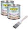 Bondex 2er-Set Kreidefarbe 0,5 L Wohnliches Grau mit Flachpinsel | Möbelfarbe für den Innenbereich | Leichte Verarbeitung für kreative DIY-Priojekte | Vintage-Look | Shabby-Chic