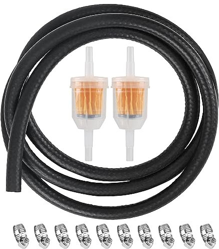 HASUDEI Manguera de Combustible 8mm, Juego Manguera Gasolina 2 M+2 Filtros Gasolina 6 mm/8 mm y 10 Abrazaderas Manguera, Línea de Gas Combustible para Motocicleta Pequeña Camión Coche Scooter