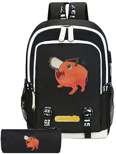 XSLGOGO Chainsaw Man Backpack Chainsaw Man School Backpack Denji Pochita Power Makima Casual Backpack Anime Cartoon Print School Bag