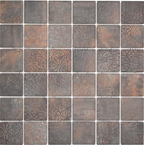 Jasba Mosaico de cerámica, mezcla de óxido, mate, para pared, suelo, interior y exterior, salón, cocina, baño, ducha, piscina