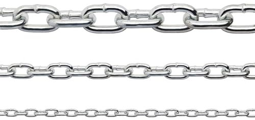 Constrabo® | Edelstahlkette kurzgliedrig DIN 766 | 5,0 m Ø 2 mm | Edelstahl 316 (V4A) | Rostfreie Edel-Stahlkette Meterware Rundgliederkette Absperrkette Sicherheitskette Rundstahlkette Ankerkette
