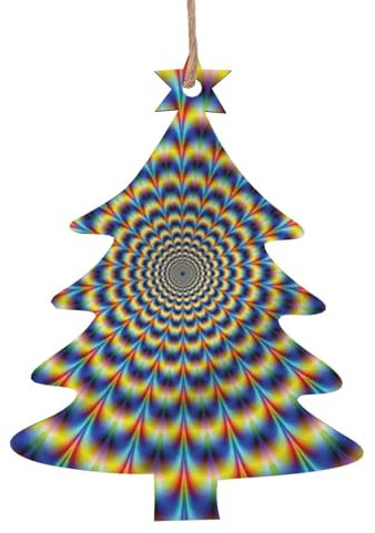 LAMAME Spirale optische Täuschung gif gedruckt Holz Weihnachten Ornament Weihnachtsbaum hängende Dekoration
