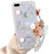 NITITOP Compatible with iPhone 7 Plus / 8 Plus Case Cute Clear 3D Butterfly with Flower Floral Pearl Glitter for Girls Women Soft TPU Shockproof Protective Cover Girly