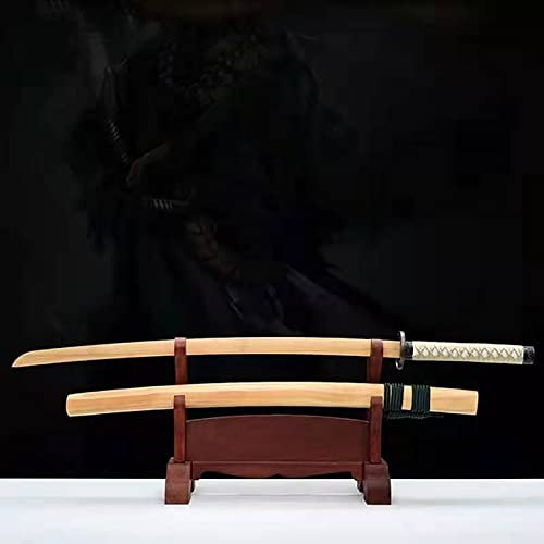 Épée de samouraï d'entraînement en bois 104 cm,lame bambou épaissie d'une seule pièce,Katana fait main avec fourreau,accessoires alliage finement gravés,accessoires performance d'arts martiaux Kendo
