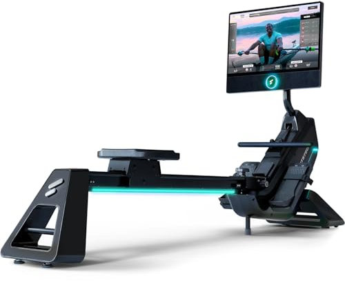 Sportstech Premium Rudergerät für zuhause + 21.5 Touch Display - Deutsche Qualitätsmarke - App mit Workouts & Training Kursen, klappbare Rudermaschine mit LED Technologie, sRow