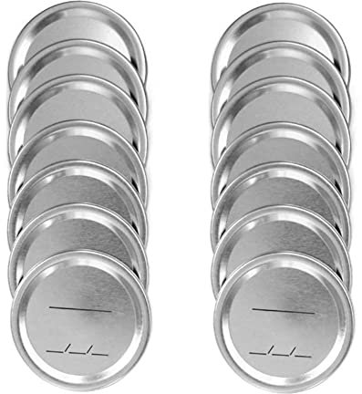 Einmachglas Deckel Normaler Mund für -/Kerr GläSer, Geteilte Einmachglas Deckel Aus Metall mit Silikon Dichtungen, Silber, 14 StüCk