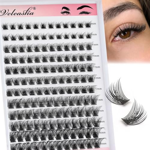 Veleasha Wimpern Extensions 144PCS Individuelle Wimpern 8-16MIX D Curl Büschel Wimpern Flauschige Büschel Wimpern Extensions Falsche Wimpern DIY Wimpernverlängerung zu Hause(D-MIX,8-16mm)