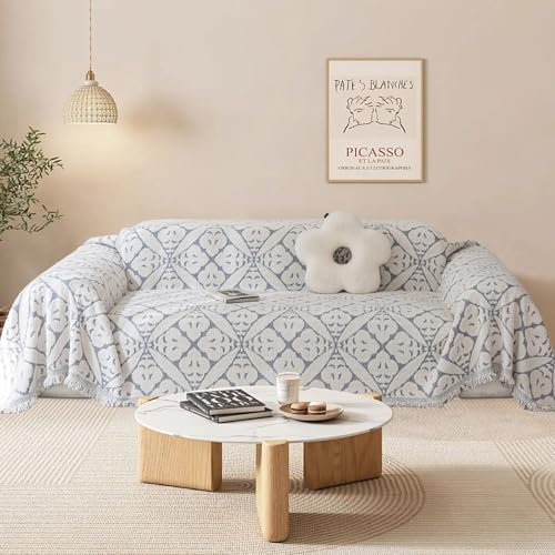 SHANNA Sofa Überwurfdecke 1/2/3/4 Sitzer, Chenille AB Seiten Ganzjährig Nutzbar Sofabezug L Form U Ecksofa Große Sofa Überzug, Vielseitige Sofaüberwurf Couch Überzug Sofa Cover Futonbezug mit Quaste