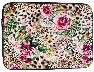 Animal Tiger Leopard Print Rose Flower Printed Laptop Sleeve Case 13 Inch - Protective Laptop Cover Bag Shockproof Notebook Computer Bag For Men And Women