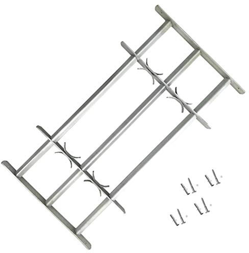 Sufrk Grate per Finestre Regolabili 3 Barre Trasversali 500-650 mm,Grate per Finestre Antiscasso,Estensibili Zincate in Acciaio Inferriate di Sicurezza