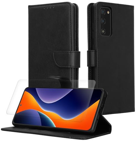 kwmobile Kunstleder Handyhülle kompatibel mit Samsung Galaxy S20 FE Hülle - Brieftaschen Schutzhülle aus PU-Leder mit Displayschutz - Schwarz