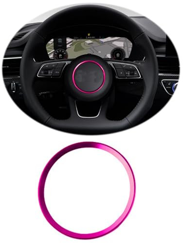 ontto 76mm Auto Lenkrad Dekorativer Ring Innenzubehör Passt für Audi A4 S4 B9 A3 8V S3 8Y Q2 A5 F5 A1 Avant A4L 2016-2020 Lenkrad Logo Aufkleber Emblem Trim Abziehbilder Abdeckung Autozubehör-D Lila