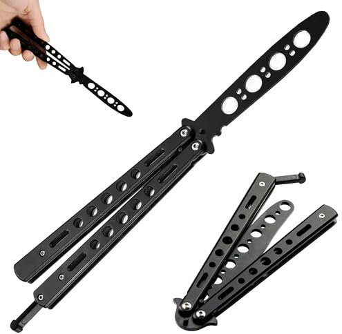 Butterfly knife trainer, Balisong Trainer Toy Folding Comb with Stainless Steel Unsharpened Blade 100% Safe practice butterfly knife for Martial Arts Practice, Flipping Tricks, and CS Lovers