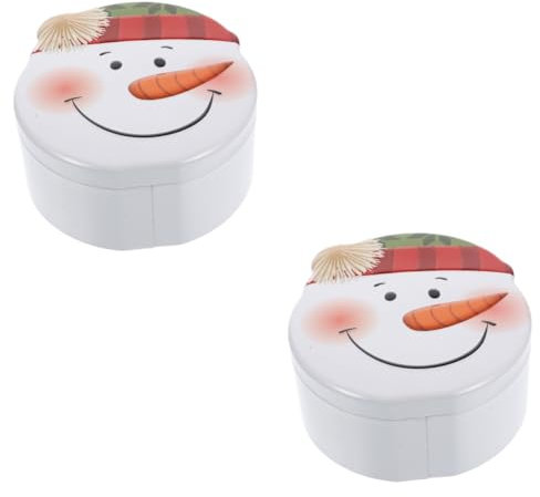 Cabilock Scatola Porta Caramelle Natalizia Con Motivo A 2 Pezzi Robusta Scatola Portaoggetti in Metallo Con Amici Di Natale