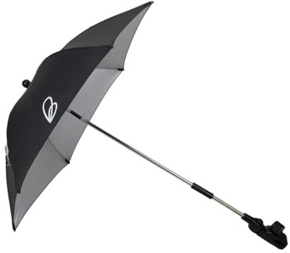 Asalvo SUNSHADE Sombrilla Carro Bebe Universal Anti UV, Mini Paraguas, Cochecito Niño Niña, Protección Solar Apertura Manual, Sombrilla Lluvia para Carrito Silla de Paseo, Diamétro 72 cm, Negro