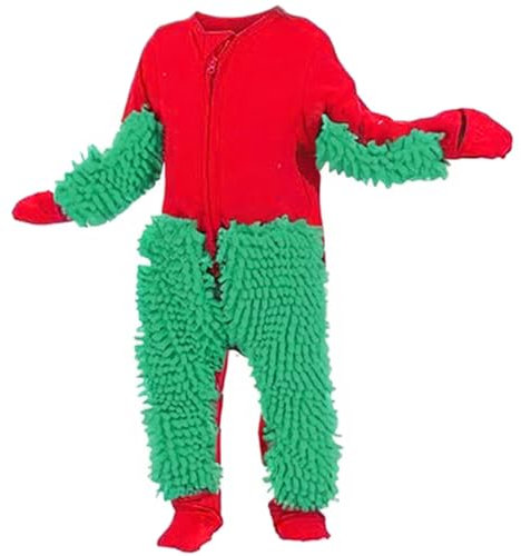 SHITOOMFE Baby Mop Onesie, Cute Baby Mop Outfit Crawling Jumpsuit, Soft Long Sleeve Baby Onesie, Funny Onesie for Babies Boys Girls, Christmas Baby Costume for Home Party, Size 90,Baby Onesie