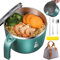 Ramen Schüssel Set, 1350 Ml Rostfreier Stahl Ramen Bowl Schüssel, Japanische Suppenschüssel Mit Griff, Salatschüssel Mit Deckel, 304 Edelstahl Instant Schüssel Für Nudeln, Bento, Mittagessen (Grün)