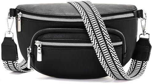 Sasrymnl kleine bauchtasche damen schwarz gürteltasche damen klein umhängetasche Veganes Leder handtasche crossbody bag brusttasche