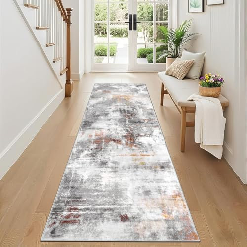 SHACOS Langer Teppich Läufer Flur 65x180 cm, Abstrakt Teppich Flur Läufer rutschfest, Küchenteppich Waschbar, Flurteppich Läufer Lang Flurläufer Modern Teppichläufer für Flur, Wohnzimmer, Küche, Bunt
