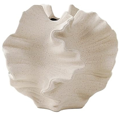 KASNLSAC Tabletop Vase handgefertigt Keramik Elegant Wohnkultur Design Blumenform für Kaminsims Esstisch Büro Böhmische nordische minimalistische Stil hoch Weiß
