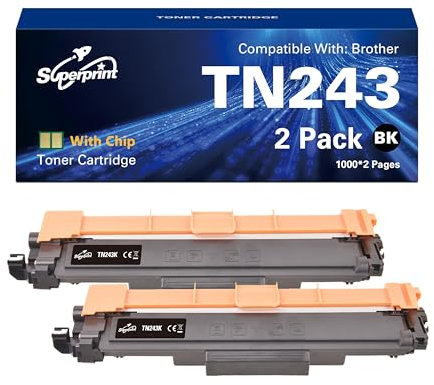 Superprint TN243 Toner (Mit-Chip) Kompatibel für Brother TN-243 TN-247 für MFC-L3710CW L3730CDN L3750CDW L3770CDW, HL-L3210CW L3230CDW L3270CDW, DCP-L3510CDW L3550CDW L3517CDW (2 Schwarz)