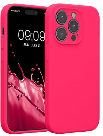 kwmobile Hülle kompatibel mit Apple iPhone 14 Pro - Hülle Silikon gummiert - Handyhülle - Handy Case in Neon Pink