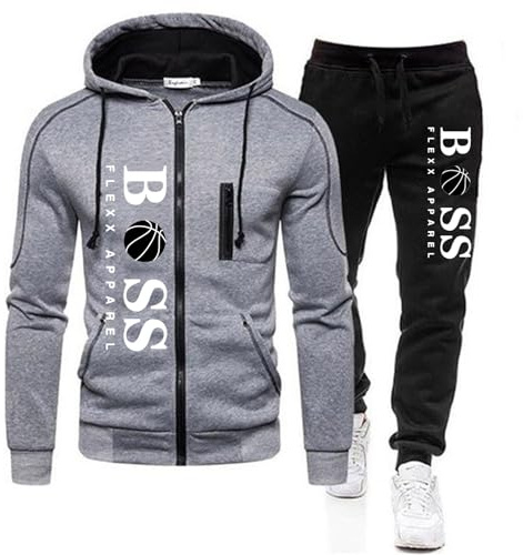 RUMAOZIA Tracksuit Set Men Regular Fit Sports Suit 2-Piece Jogging Suit Hip Hop Streetwear Teenager Sportswear Winter Padded Tracksuit with Hoodie and Jogging Pants Sports Suit, Z06 grey., 3XL