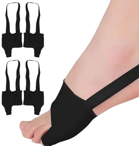 runrayay 2 Paar Ballenzehen-Korrektoren für Damen und Herren, mit rutschfestem Riemen zur Linderung von Ballenzehen-Schmerzen im kleinen Zeh, Schwarz