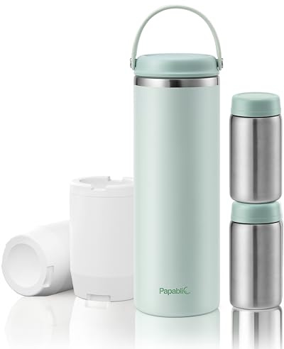 Papablic - Enfriador portátil de leche materna de 20 onzas para exteriores, de mayor capacidad, con 2 biberones para almacenamiento de leche materna, verde menta
