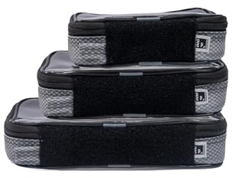 Filmsticks Set mit kleinen, mittleren und großen transparenten TPU-Aufbewahrungshüllen, schwarzes verbessertes Set, hochwertige transparente TPU-Aufbewahrungstasche, Doppelreißverschluss, Haken- und