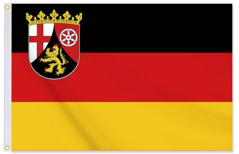 60x90 CM Rheinland Pfalz Flagge,Mittelgröße Rheinland Pfalz Flaggen,24x36 Zoll doppelt gedrucktes dauerhaftes Banner,150D dicke Polyester mit 2 Messing-Grommet(Rhineland Palatinate,M)