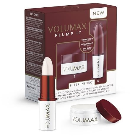 Volumax Plump It Filler Instinct | Anti-Aging Lippenpflege für Tag und Nacht mit Straffungseffekt für voluminöse Lippen | Sofortiges Volumen, Feuchtigkeit, Festigkeit und Strahlkraft | 4 g + 4 g