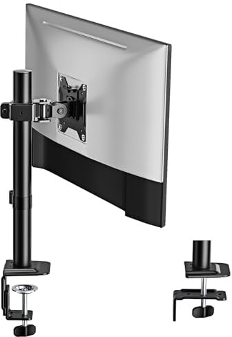 monTEK Monitor Halterung für 17–32 Zoll Bildschirme bis 10KG Tragkraft | Stabiler Monitor Arm, Höhenverstellbare Tischhalterung mit Tischklemme und Kabeldurchführungsbefestigung, VESA 75/ 100