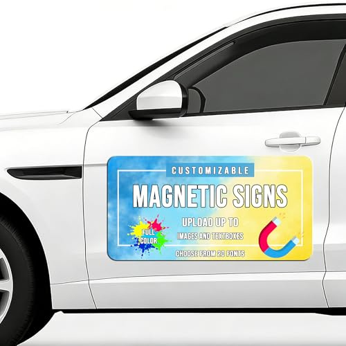 Personalisierte Auto Magnetschilder, Individuelle Magnet-Autoaufkleber, Autoemblem mit Wunschtext und Logo, Einfach Gestalten & Drucken Abnehmbare Autotür Magnete - 30 x 30 cm