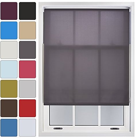 FURNISHED Blinds Window Custom Made to Measure Daylight Roller Blinds - Sheer Non-blackout Blind Opaque Fabric Shades Easy Fit Window Blinds, Dark Grey up to 60W x 165H cm