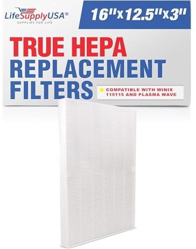 LifeSupplyUSA (2-Pack) HEPA Filter Replacement Compatible with Winix 115115,PlasmaWave WAC Air Purifiers, Size 21. + Winix Plasma Wave Air Cleaner Models: WAC5300, WAC5500, WAC6300, 9000, WAC9500