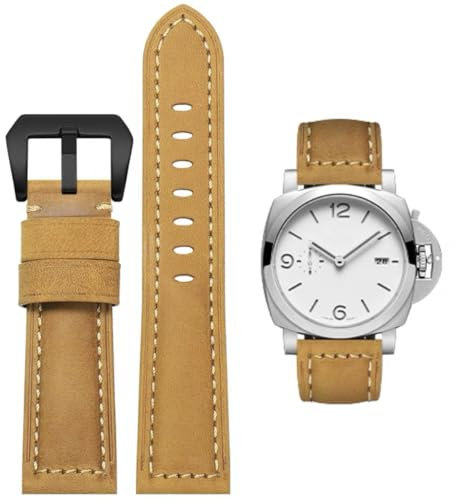 FOUUA Uhrenarmband PANERAI Armband 22mm 24mm 26mm Leder Vintage Military Uhrenarmband Uhrenarmband Relacement Band für PANERAI LUMINOR 44 Men