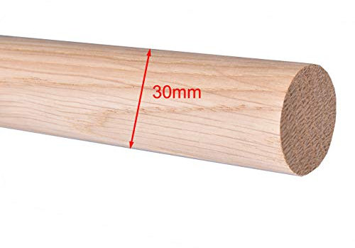 Holztechnik Meise - Barre en chêne - Ronde - 1000 mm de long - Diamètre 30 mm - Brut - Poncé - Qualité supérieure