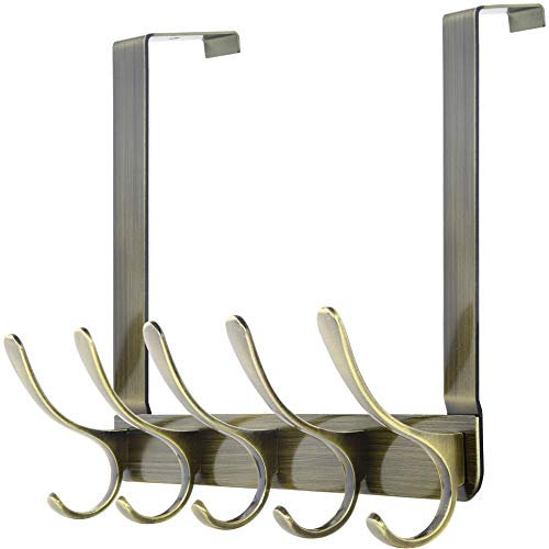 WEBI Over The Door Hook,Over Door Hanger Coat Rack Over Door Towel Rack for Hanging Clothes,Behind Back of Bathroom,Bronze