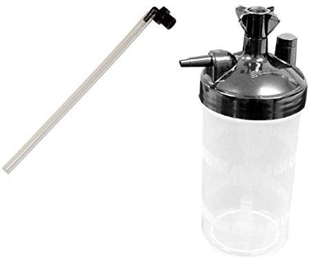 Humidificador botella de agua y conector de tubo de codo de 30,5 cm para concentrador de oxígeno (1)