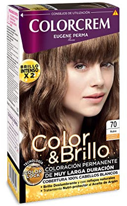 Colorcrem Color & Brillo - Tinte Permanente Mujer - Tono 70 Rubio, con Tratamiento Nutri-Protector al Aceite de Argán. + 45% de Producto | Disponible en más de 20 Tonos.