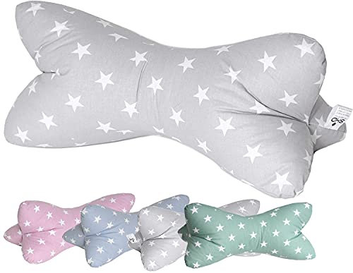 Leseknochen Nackenrolle Kissen Buchkissen Fernsehkissen 40 cm - 100% Baumwolle Dekokissen als Buchstütze Tabletkissen TV, ergonomisches Nackenkissen Lesekissen für bequemes Lesen, grau