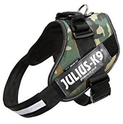 Julius K9 Hundegeschirr, Brustgeschirr reflektierend Hunde Geschirr mit personalisiertes Geschenk, benutzerdefinierter Klettsticker (2XL/3, Camouflage)