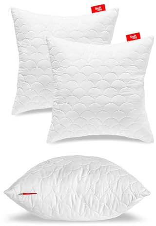 Softimi Gestepptes Premium Kissen Antiallergisch - Anti-Milbe - Geruchlos sofort verwendbar - Mit Härteeinstellung (2er Set 50x50 cm)