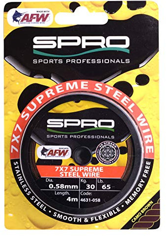 SPRO 7X7 Supreme Steel Leader Stahlvorfach - Material 4m Rolle (0,58mm / 4m Spule / 30kg-65lb Tragkraft)