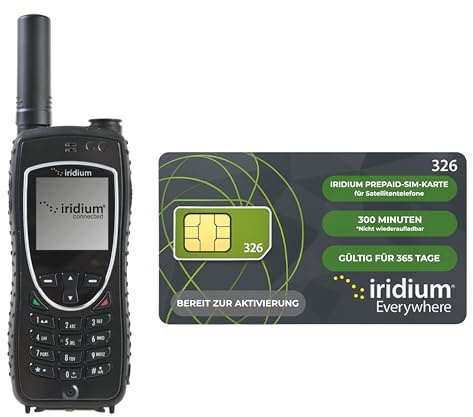 Iridium Extreme Satellitentelefon + 300 Minuten Prepaid-SIM | Gültigkeit 365 Tage*| Robustes wasserdichtes Telefon mit GPS | Weltweite Sprach- und SMS-Abdeckung für Fernkommunikation und Notfälle