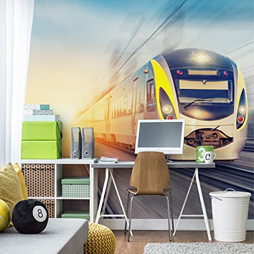 Muralo Fotomural autoadhesivos 416 x 290 cm, diseño juvenil moderno de tren juvenil para dormitorio juvenil o dormitorio mural XXL, 416 x 290 cm